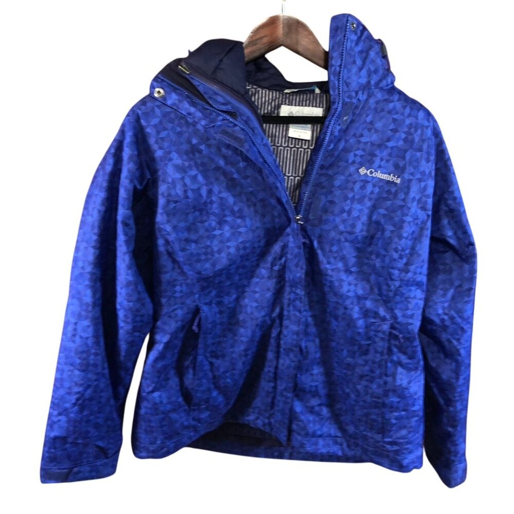 Columbia Womens Interchange Jacket Medium Blue Geo Outer West Thermal Coil